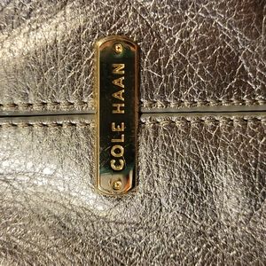 Cole haan leather metallic silver purse